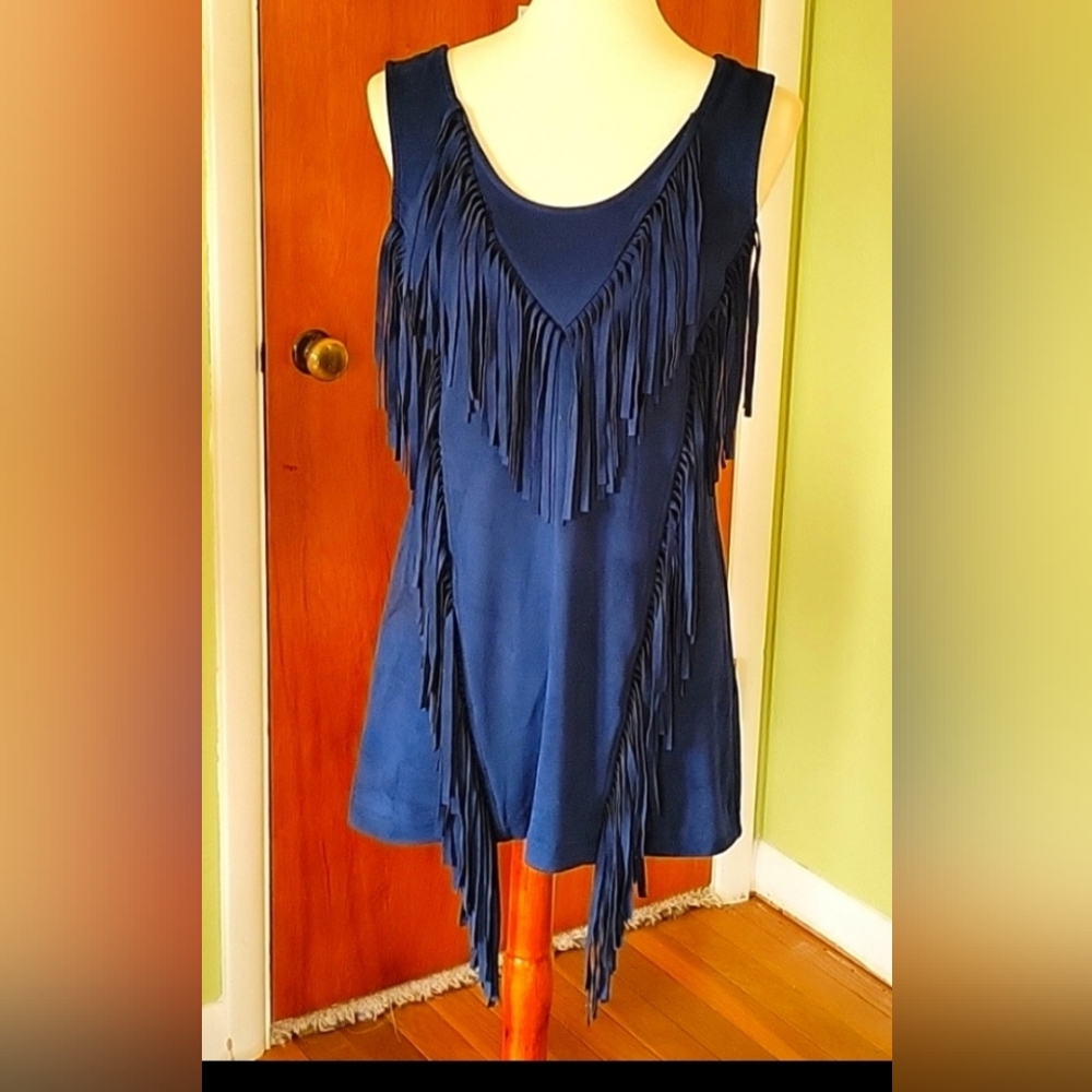 Faux suede navy mini dress